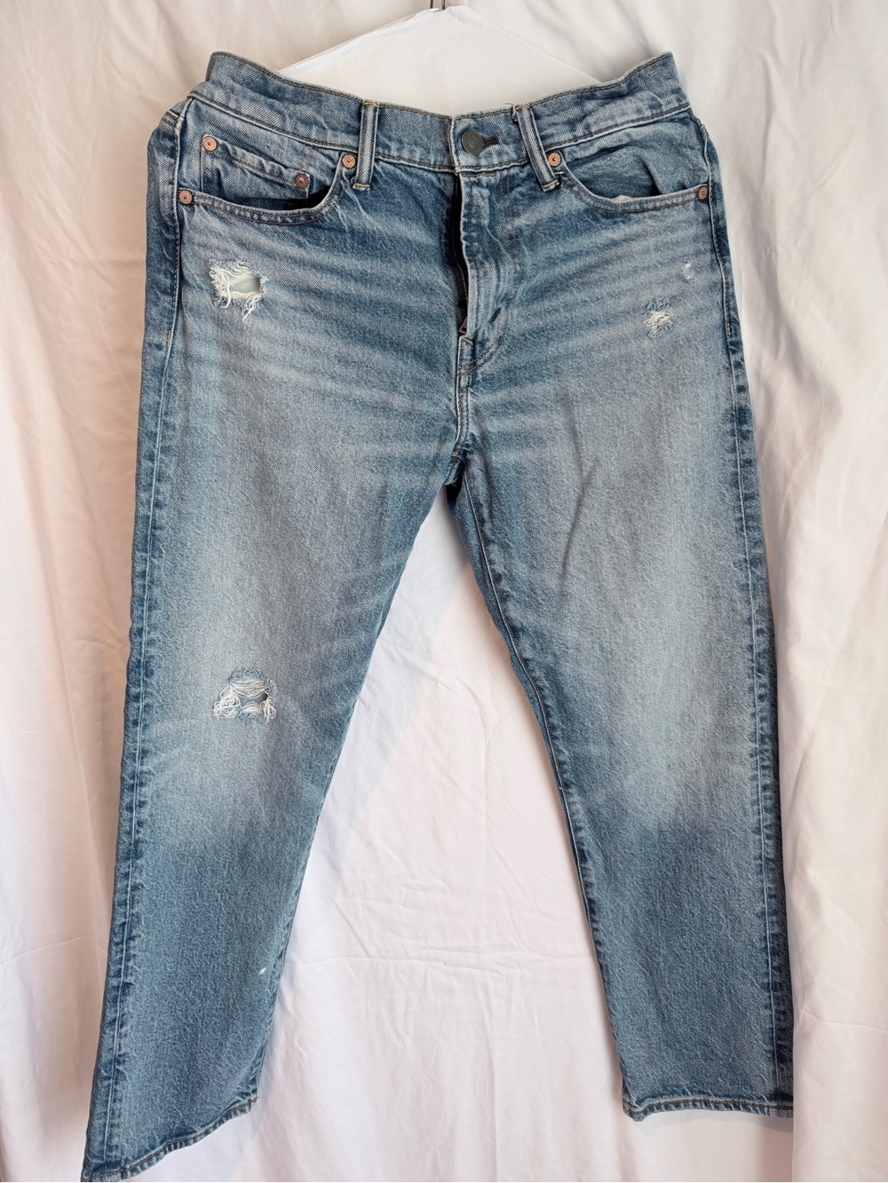 American Eagle Outfitters Slim Straight Light Blue Distressed Jeans